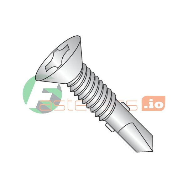 Newport Fasteners Self-Drilling Screw, #12-24 x 2-1/2 in, Plain 410 Stainless Steel Flat Head Phillips Drive, 500 PK 767029 - main
